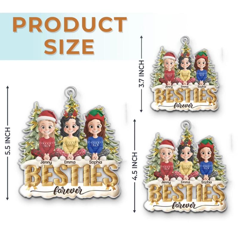 Custom Acrylic Ornament - Personalized Best Friend Christmas Birthday Gifts For Women, Besties, Sisters, BFF - Laughing Through Every Season