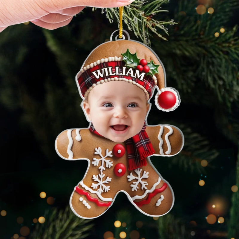 Custom Photo Acrylic Ornament - Personalized  Christmas Baby Shower, Gender Reveal Gifts For New Moms, New Dads, New Parents - Tiny Joy Wrapped In Christmas Magic