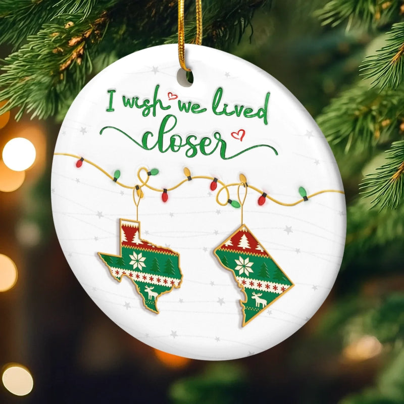 Custom Long Distance Ceramic Ornament - Personalized Best Friend Christmas Birthday Gifts For Women, Besties, Sisters, BFF - Far But Never Apart