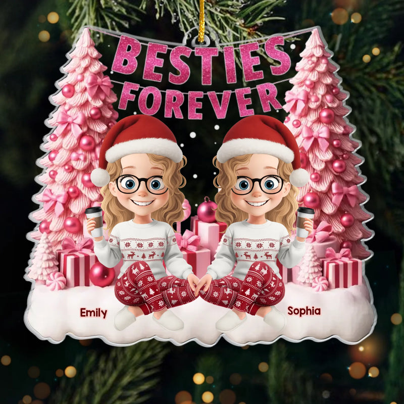 Custom Acrylic Ornament - Personalized Best Friend Christmas Birthday Gifts For Women, Besties, Sisters, BFF - Our Friendship Sparkles Always