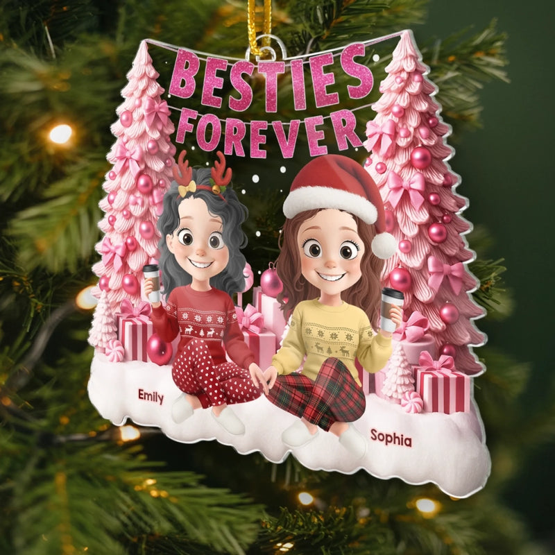 Custom Acrylic Ornament - Personalized Best Friend Christmas Birthday Gifts For Women, Besties, Sisters, BFF - Our Friendship Sparkles Always