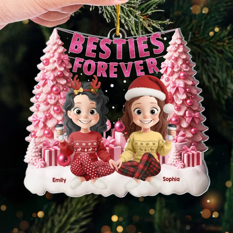 Custom Acrylic Ornament - Personalized Best Friend Christmas Birthday Gifts For Women, Besties, Sisters, BFF - Our Friendship Sparkles Always