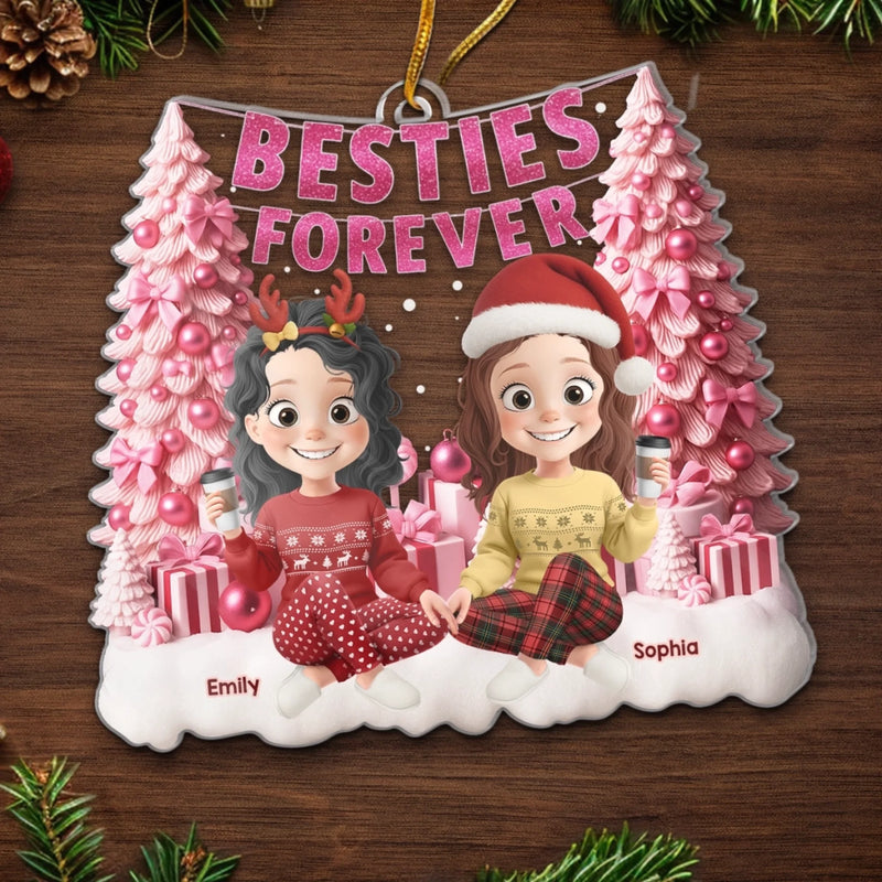 Custom Acrylic Ornament - Personalized Best Friend Christmas Birthday Gifts For Women, Besties, Sisters, BFF - Our Friendship Sparkles Always