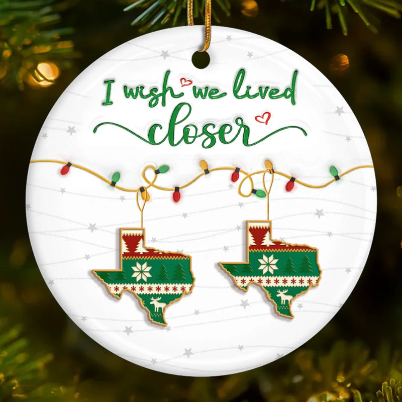 Custom Long Distance Ceramic Ornament - Personalized Best Friend Christmas Birthday Gifts For Women, Besties, Sisters, BFF - Far But Never Apart