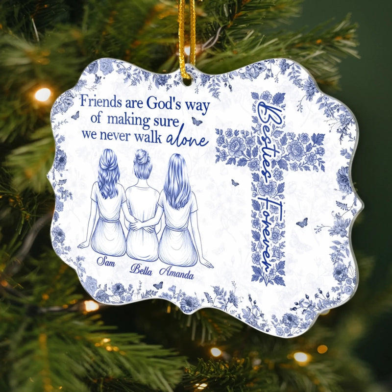 Custom Acrylic Ornament - Personalized Best Friend Christmas Birthday Gifts For Women, Besties, Sisters, BFF - Wrapped In Friendship And Joy