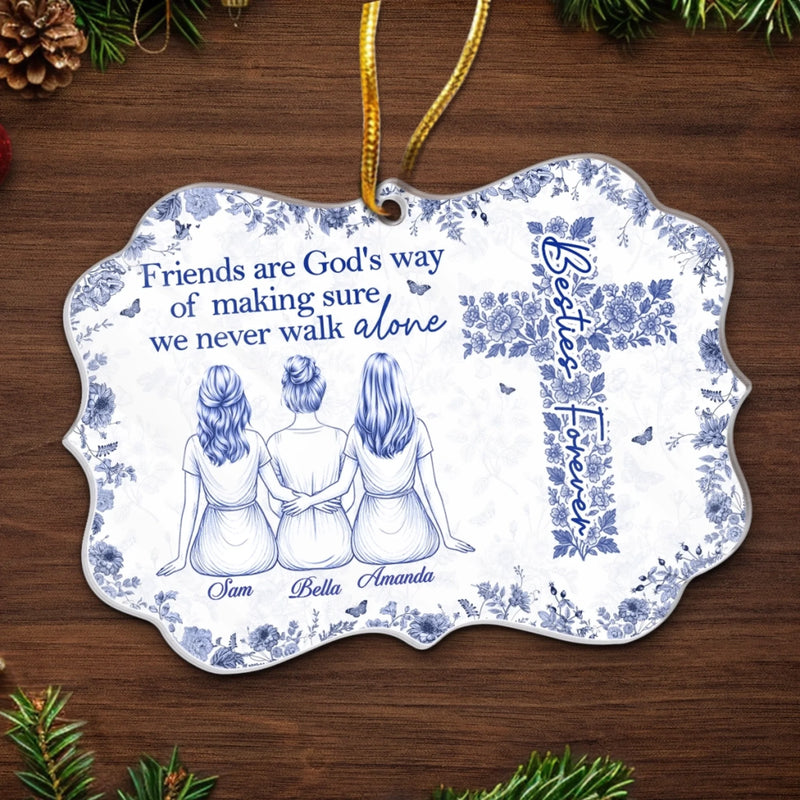 Custom Acrylic Ornament - Personalized Best Friend Christmas Birthday Gifts For Women, Besties, Sisters, BFF - Wrapped In Friendship And Joy