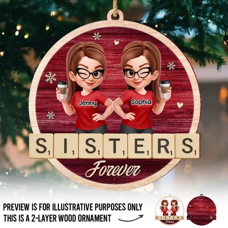 Custom Double Layer Wooden Ornament - Personalized Best Friend Christmas Birthday Gifts For Women, Besties, Sisters, BFF - Cheers To Our Jolly Moments