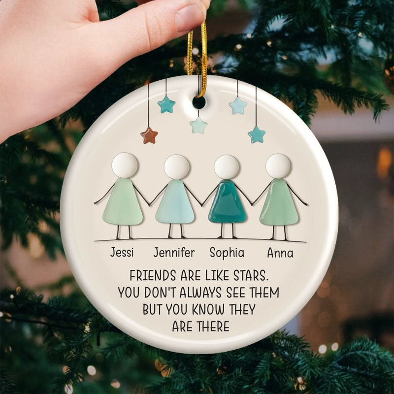 Custom Sea Glass Ceramic Ornament - Personalized Best Friend Christmas Birthday Gifts For Women, Besties, Sisters, BFF, Beach Lovers - Smoothed By Time Together