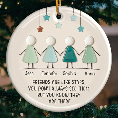 Custom Sea Glass Ceramic Ornament - Personalized Best Friend Christmas Birthday Gifts For Women, Besties, Sisters, BFF, Beach Lovers - Smoothed By Time Together
