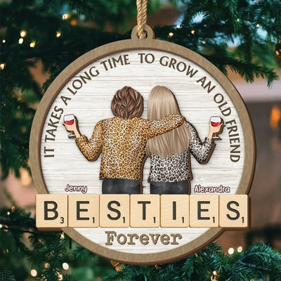 Custom Double Layer Wooden Ornament - Personalized Best Friend Christmas Birthday Gifts For Women, Besties, Sisters, BFF - Frosty Days Warm Hearts