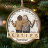 Custom Double Layer Wooden Ornament - Personalized Best Friend Christmas Birthday Gifts For Women, Besties, Sisters, BFF - Frosty Days Warm Hearts