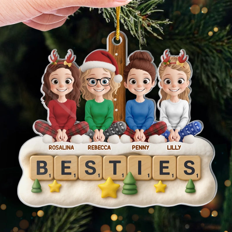 Custom Acrylic Ornament - Personalized Best Friend Christmas Birthday Gifts For Women, Besties, Sisters, BFF - Through Every Storm Still Us
