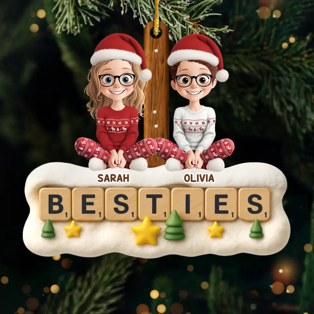 Custom Acrylic Ornament - Personalized Best Friend Christmas Birthday Gifts For Women, Besties, Sisters, BFF - Through Every Storm Still Us