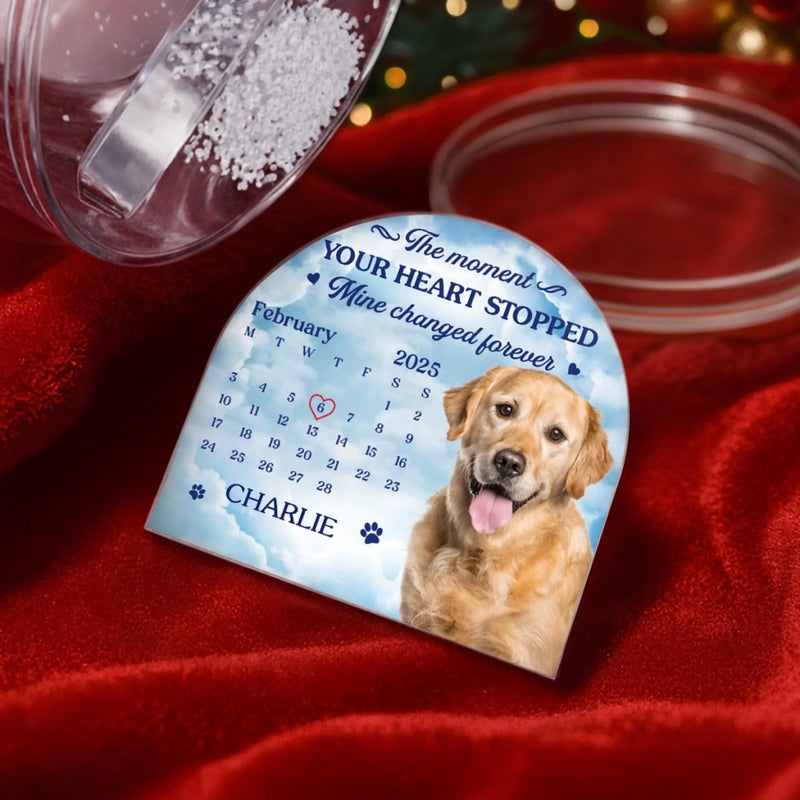 Custom Photo Acrylic Snow Globe - Personalized Pet Christmas Memorial Sympathy Gifts For Dogs, Cats - Your Love Still Walks Beside Me