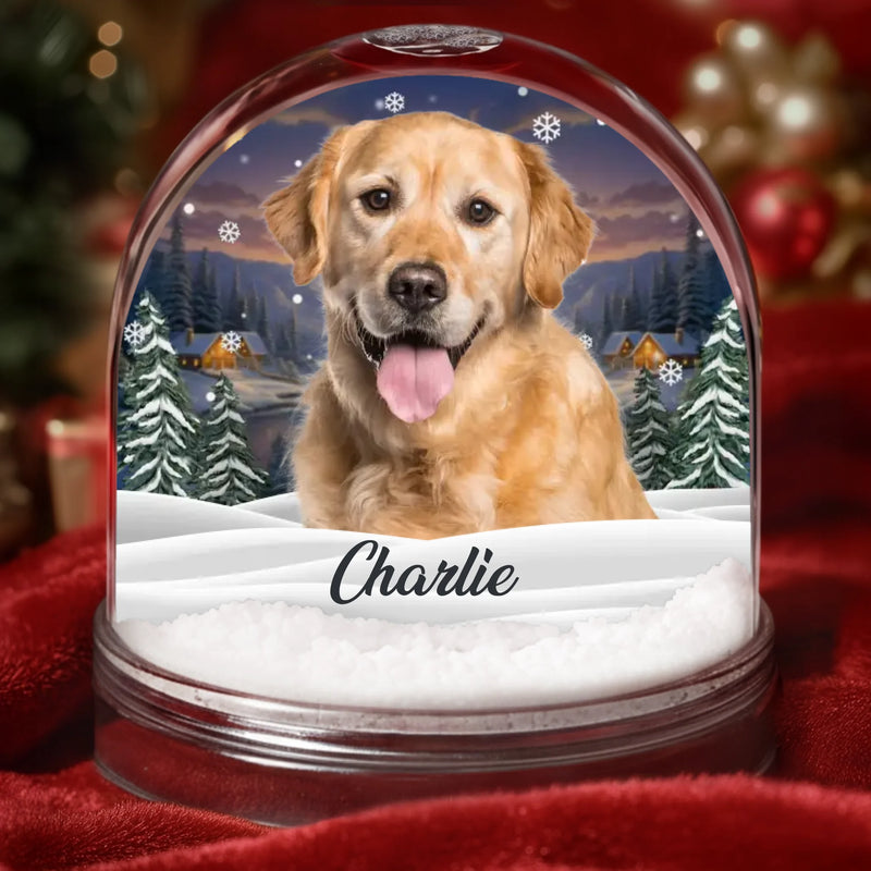 Custom Photo Acrylic Snow Globe - Personalized Pet Christmas Memorial Sympathy Gifts For Dogs, Cats - Miss You In Every Gentle Breeze