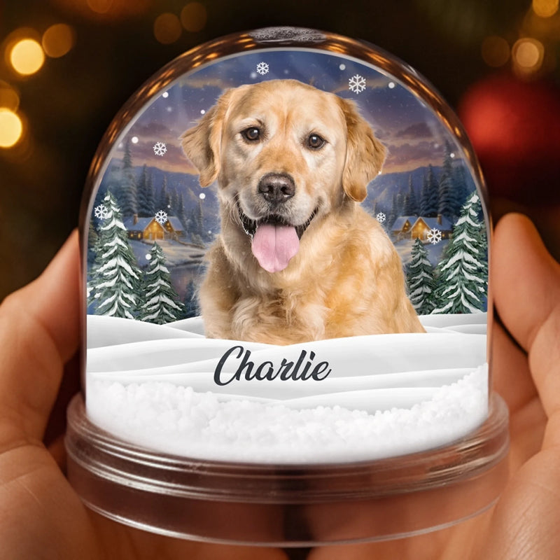 Custom Photo Acrylic Snow Globe - Personalized Pet Christmas Memorial Sympathy Gifts For Dogs, Cats - Miss You In Every Gentle Breeze