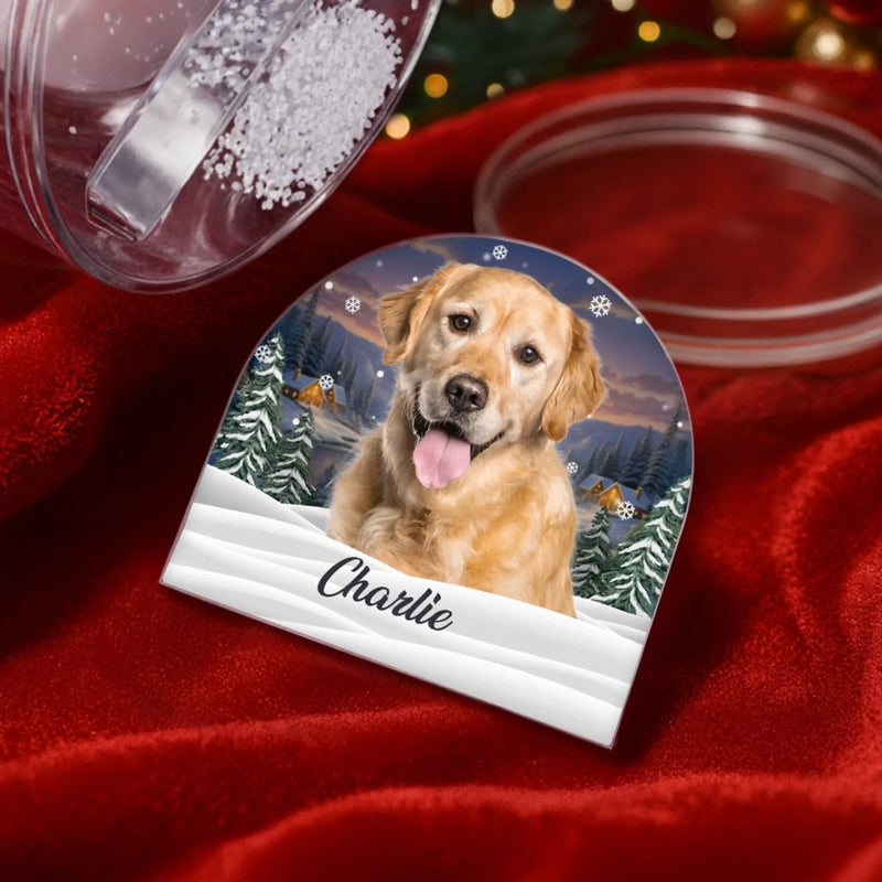 Custom Photo Acrylic Snow Globe - Personalized Pet Christmas Memorial Sympathy Gifts For Dogs, Cats - Miss You In Every Gentle Breeze