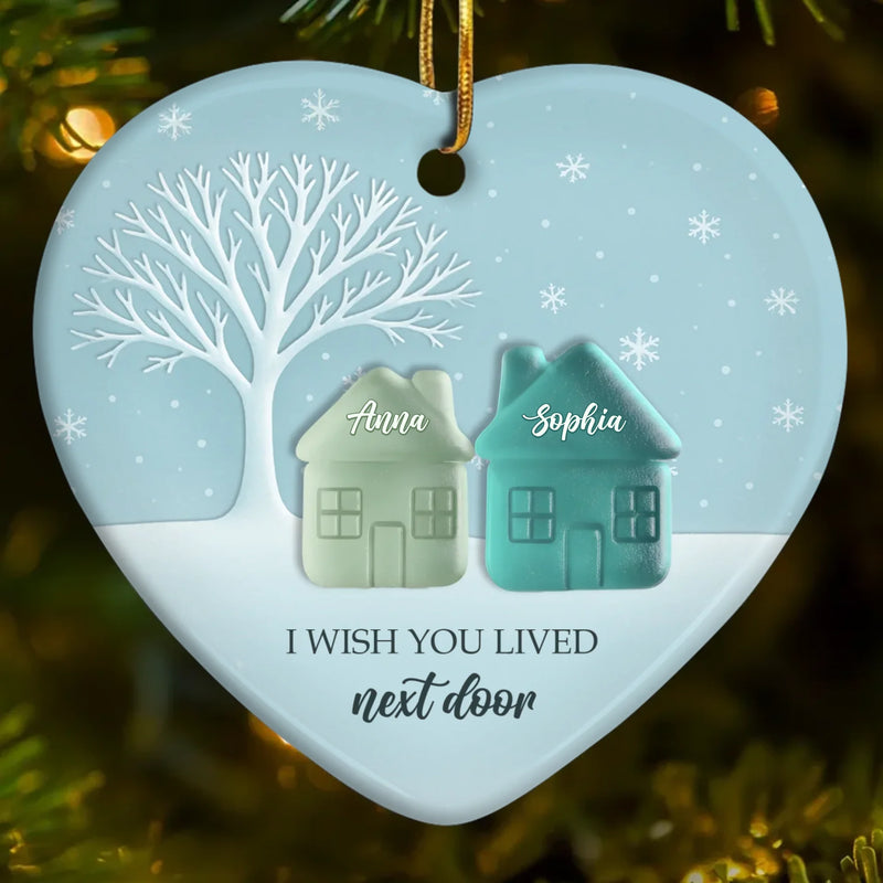 Custom Sea Glass Ceramic Heart Ornament - Personalized Best Friend Christmas Birthday Gifts For Women, Besties, Sisters, BFF - Tumbled Yet Treasured