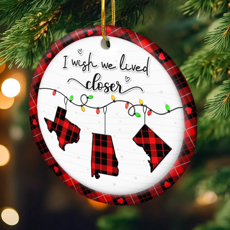 Custom Long Distance Ceramic Ornament - Personalized Best Friend Christmas Birthday Gifts For Women, Besties, Sisters, BFF - Together No Matter Where