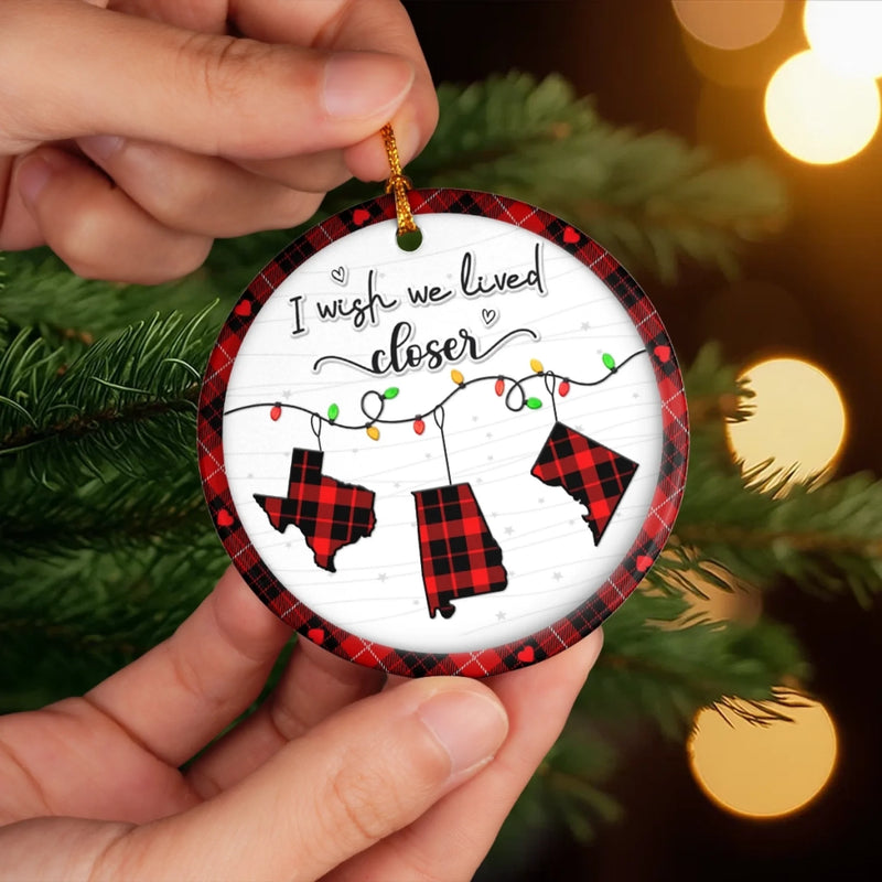 Custom Long Distance Ceramic Ornament - Personalized Best Friend Christmas Birthday Gifts For Women, Besties, Sisters, BFF - Together No Matter Where