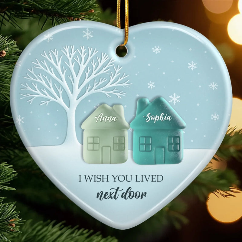 Custom Sea Glass Ceramic Heart Ornament - Personalized Best Friend Christmas Birthday Gifts For Women, Besties, Sisters, BFF - Tumbled Yet Treasured