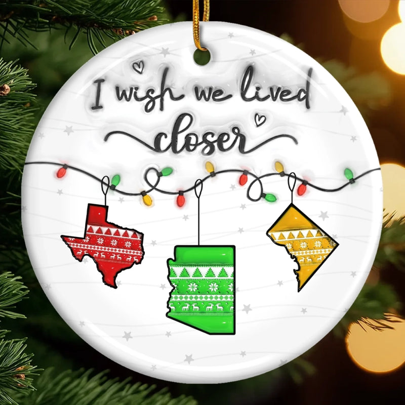 Custom Long Distance Ceramic Ornament - Personalized Best Friend Christmas Birthday Gifts For Women, Besties, Sisters, BFF - Miles Apart Still Connected