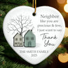 Custom Sea Glass Heart Ceramic Ornament - Personalized Best Friend Christmas Birthday Appreciation Gifts For Friendship, Neighbors, Neighbours, Beach Lovers - Grateful For Good Neighbors