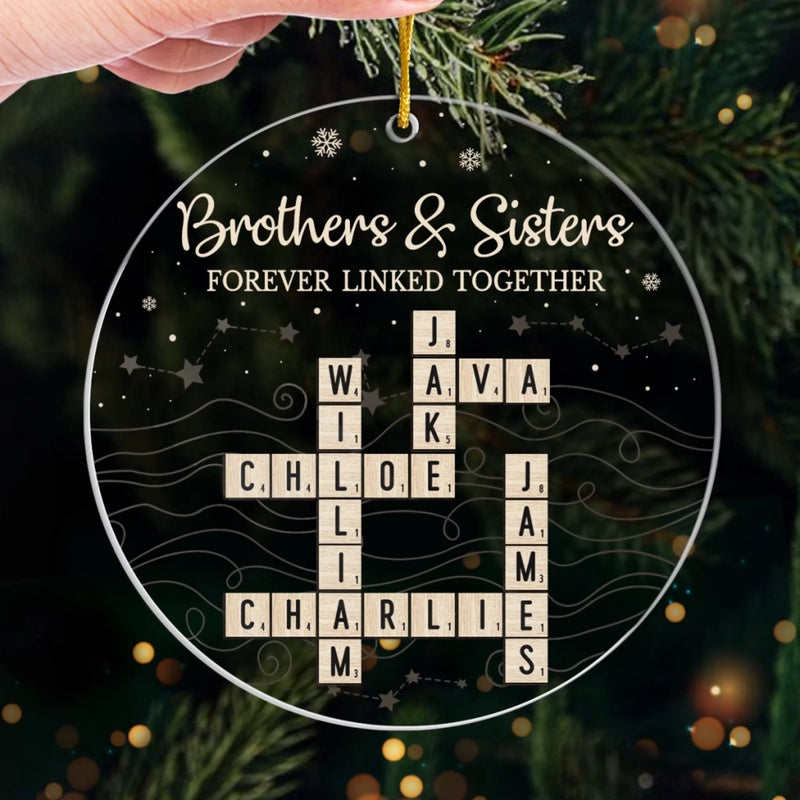 Custom Scrabble Acrylic Ornament - Personalized Christmas Birthday Gifts For Brother, Sister - Growing Side By Side Always