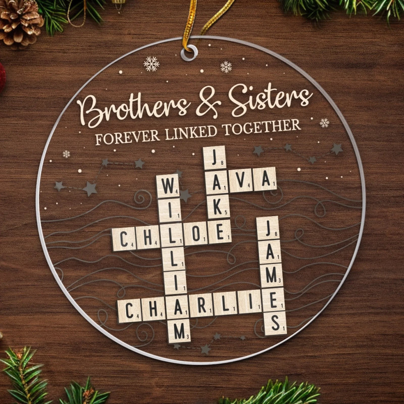 Custom Scrabble Acrylic Ornament - Personalized Christmas Birthday Gifts For Brother, Sister - Growing Side By Side Always