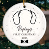 Custom First Christmas Pet Ceramic Ornament - Personalized Christmas Birthday Gifts For Dog Lovers, Cat Lovers, Pet Dad And Mom, New Pet Ornament - Dog Kisses, Christmas Wishes