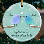 Custom Name Christmas Lovebird Gifts for Couples - Personalized Ceramic Ornament