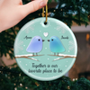 Custom Sea Glass Ceramic Heart Ornament - Personalized Anniversary Christmas Wedding Gifts For Husband And Wife, Him And Her, Couples, Beach Lovers - Sea Glass Hearts Alike