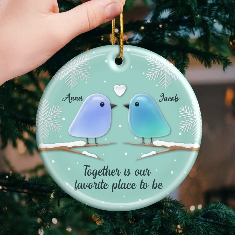 Custom Sea Glass Ceramic Heart Ornament - Personalized Anniversary Christmas Wedding Gifts For Husband And Wife, Him And Her, Couples, Beach Lovers - Sea Glass Hearts Alike