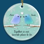 Custom Name Christmas Lovebird Gifts for Couples - Personalized Ceramic Ornament