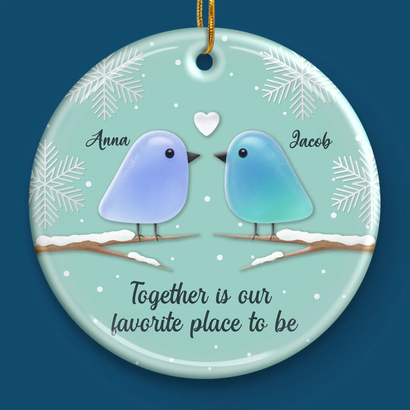 Custom Sea Glass Ceramic Heart Ornament - Personalized Anniversary Christmas Wedding Gifts For Husband And Wife, Him And Her, Couples, Beach Lovers - Sea Glass Hearts Alike
