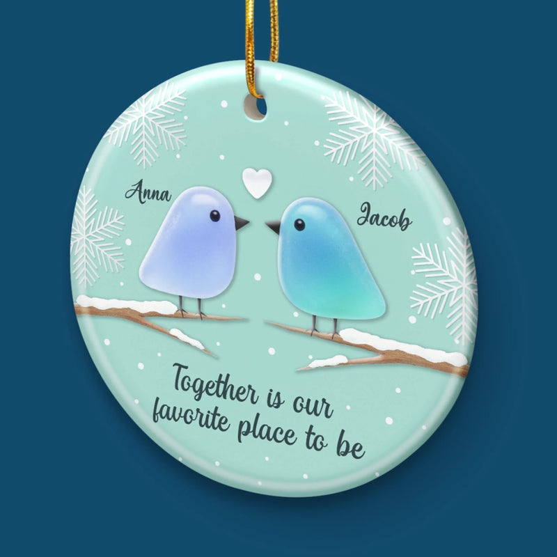 Custom Sea Glass Ceramic Heart Ornament - Personalized Anniversary Christmas Wedding Gifts For Husband And Wife, Him And Her, Couples, Beach Lovers - Sea Glass Hearts Alike