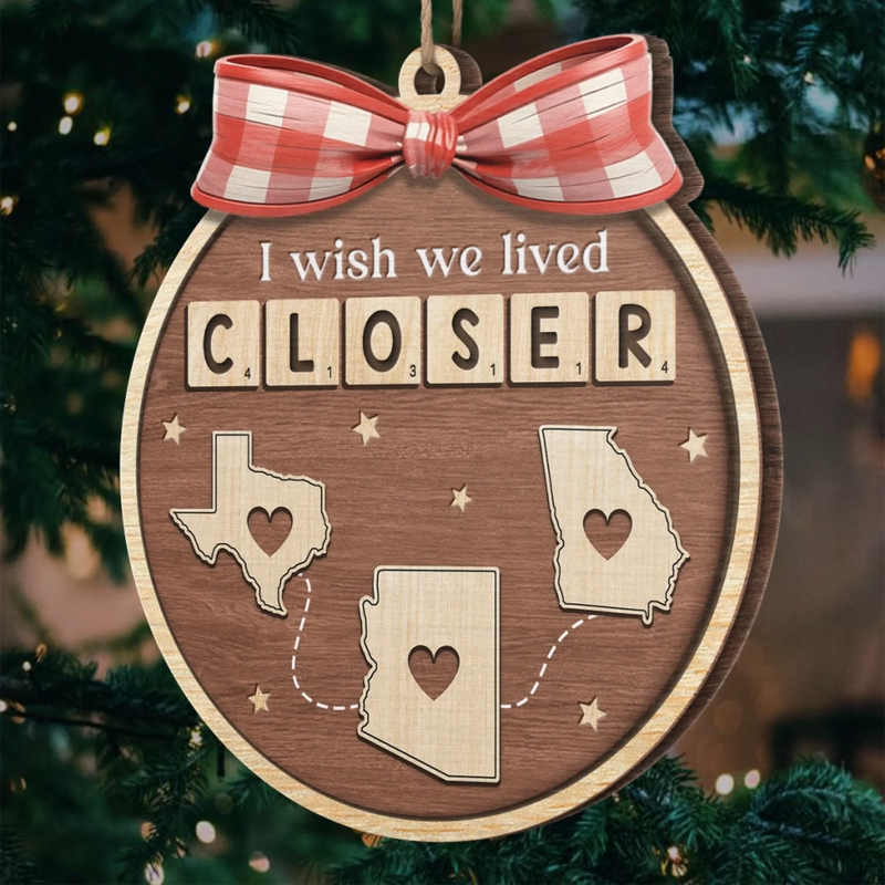 Custom Long Distance Wood Ornament - Personalized Best Friend Birthday Gifts For Women, Besties, Sisters, BFF - Across Borders Our Bond Remains