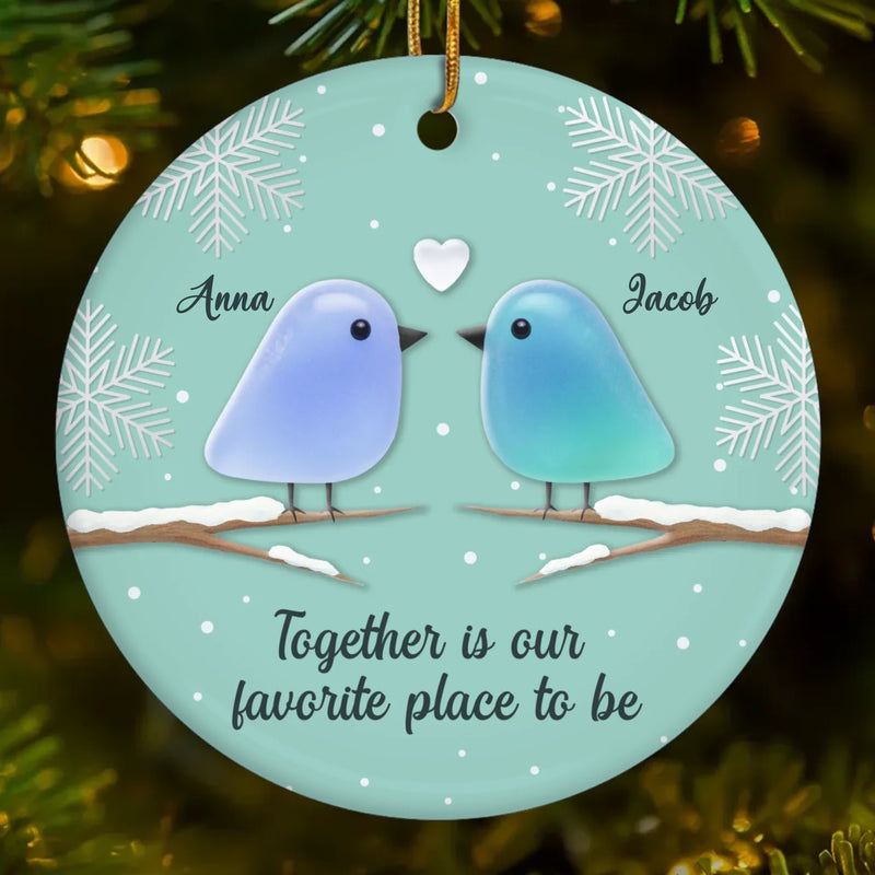 Custom Sea Glass Ceramic Heart Ornament - Personalized Anniversary Christmas Wedding Gifts For Husband And Wife, Him And Her, Couples, Beach Lovers - Sea Glass Hearts Alike
