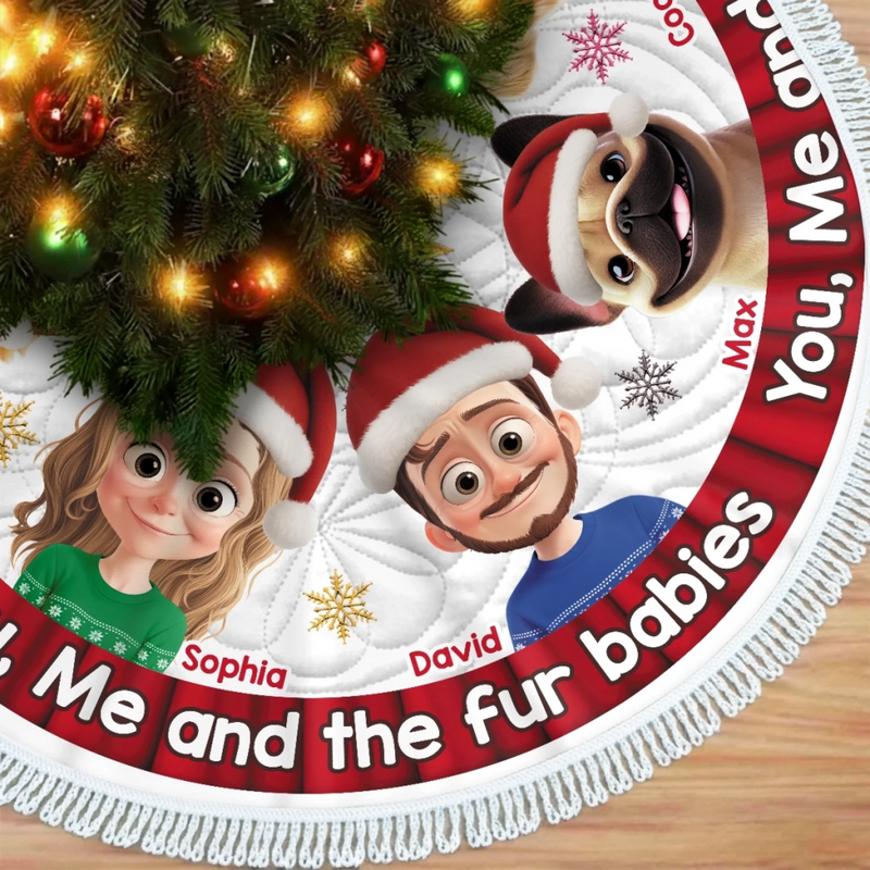 Custom Tree Skirt - Personalized Anniversary Christmas Wedding Gifts For Husband And Wife, Dog Cat Lovers - You, Me And Our Perfectly Pawsome Life