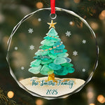 Custom Name Christmas Family Gifts - Personalized Glass Ornament