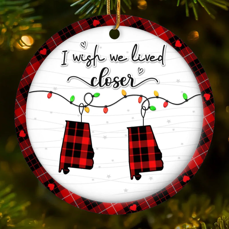 Custom Long Distance Ceramic Ornament - Personalized Best Friend Christmas Birthday Gifts For Women, Besties, Sisters, BFF - Together No Matter Where