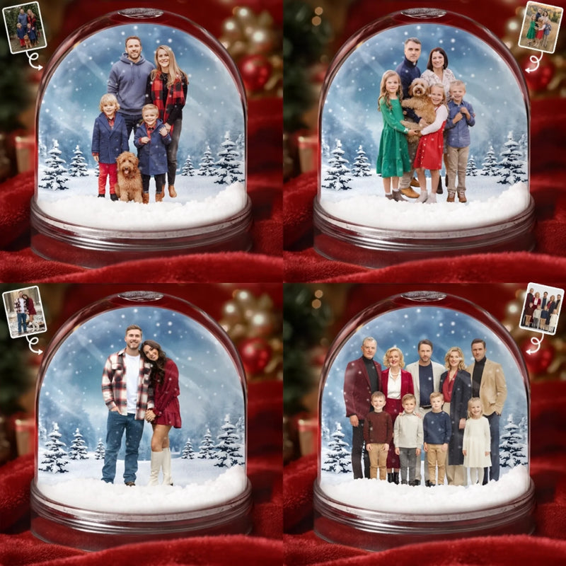 Custom Photo Acrylic Snow Globe - Personalized  Christmas Birthday Gifts For Family, Dog Cat Lovers - Forever Frozen In Love