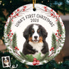 Custom First Christmas Pet Ceramic Ornament - Personalized Christmas Birthday Gifts For Dog Lovers, Cat Lovers, Pet Dad And Mom, New Pet Ornament - Barking Through The Snow