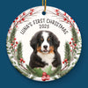 Custom First Christmas Pet Ceramic Ornament - Personalized Christmas Birthday Gifts For Dog Lovers, Cat Lovers, Pet Dad And Mom, New Pet Ornament - Barking Through The Snow