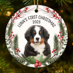 Custom First Christmas Pet Ceramic Ornament - Personalized Christmas Birthday Gifts For Dog Lovers, Cat Lovers, Pet Dad And Mom, New Pet Ornament - Barking Through The Snow