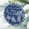Custom Long Distance Ceramic Ornament - Personalized Best Friend Christmas Birthday Gifts For Women, Besties, Sisters, BFF - Wish You Were Closer