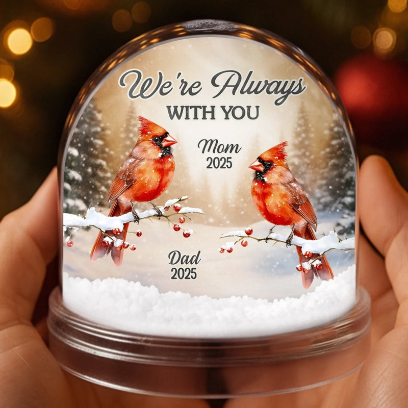 Custom Cardinal Acrylic Snow Globe - Personalized Christmas Memorial Sympathy Gifts For Loss Of Mom, Dad - Memories Whisper You Are Here