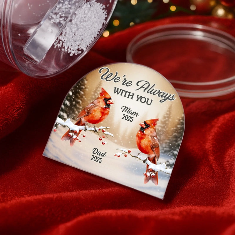 Custom Cardinal Acrylic Snow Globe - Personalized Christmas Memorial Sympathy Gifts For Loss Of Mom, Dad - Memories Whisper You Are Here
