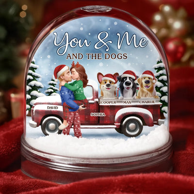 Custom Acrylic Snow Globe - Personalized  Anniversary Christmas Wedding Gifts For Husband And Wife, Dog Dad And Mom - Pawsitively In Love