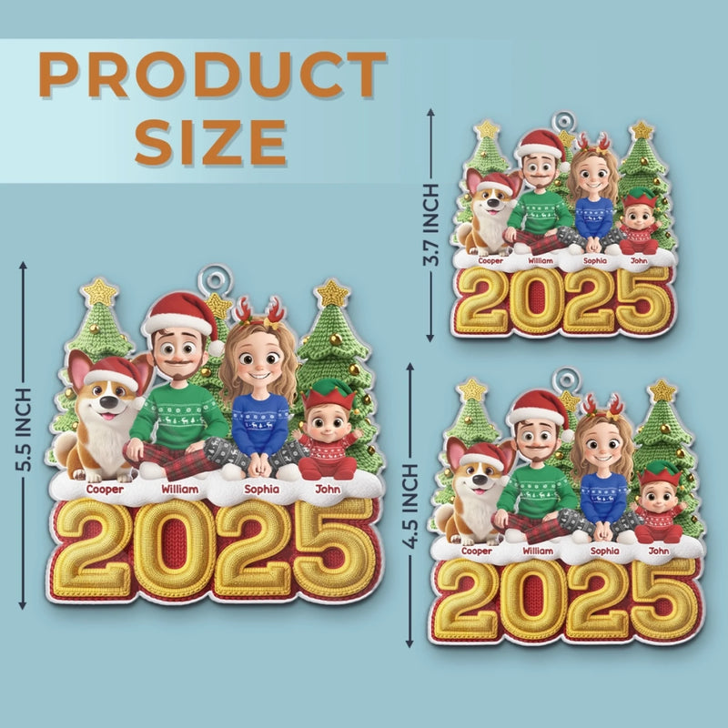 Custom Crochet Acrylic Ornament - Personalized Christmas Birthday Gifts For Family, Dog Cat Lovers - The Golden Year Of Us